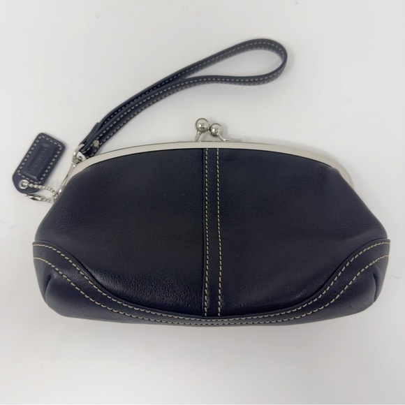 Coach Legacy Kiss-lock Leather Wristlet - Picture 1 of 6